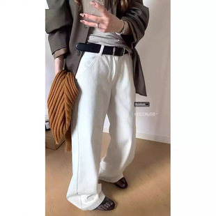 HEYGIRL black brother straight leg god pants! Old Qian Style Slim Jeans Women's Early Autumn Simple All-match Mop Pants