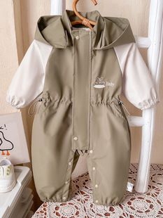 [Customized] Spring and Autumn Style Charge Jumpsuit Full Moon Hundred Days Baby Boy's Double-Layer Harness Outing Romper