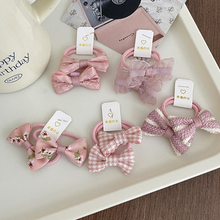 Children's Hair Rope Cute Bow Hair Band Little Girl's Hair Rope High Elastic Durable Hair Rubber Band