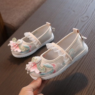 Girls' Winter Fleece-lined Embroidered Shoes Antique Children's Warm Hanfu Shoes Chinese Style Girl's Snow Boots Big Cotton Boots