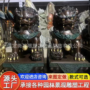 Cast Copper Lion Sculpture Factory 40cm Palace Gate Lion Pair of Courtyard Outdoor Gate Forbidden City Lion Beijing Lion