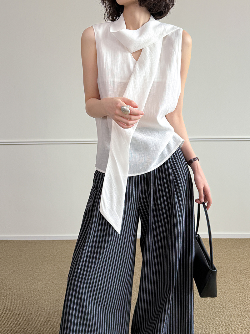 Tangerine Zhi Summer New Short Tencel Vest Vest Casual Retro Literary High-End Sleeveless Women 250322