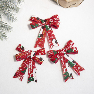 Cross-border New Christmas Tree Decoration Red Plaid Snowflake Small Bow Christmas Decoration Pendant DIY Material
