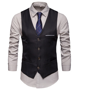Upgraded men's suit vest suit formal wear men's Korean-style slim fit business wear vest plus size vest best man clothes