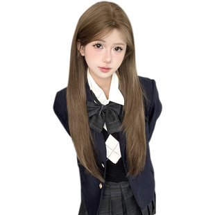 Maruwan [pure junior] milk tea brown high-level broken cut age Asian style long straight hair wig