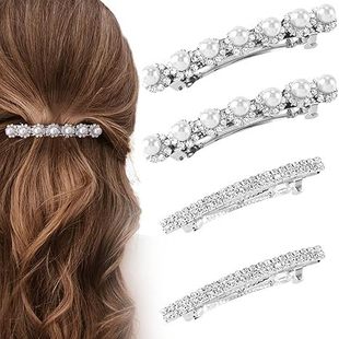 Europe and the United States cross-border for horse eye glass spring clip back head hair accessories headdress pearl hairpin bride dress