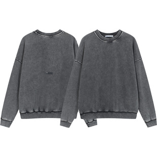 24 new AC old LOGO small standard solid color men's loose round neck pullover couples casual sweater