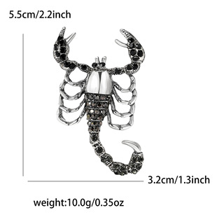 New European and American Style Unique Alloy Rhinestone Scorpion Brooch Vintage All-match Men's and Women's Suit Coat Corsage Jewelry Pin