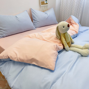 Thickened Washed Cotton Four-piece Set Four Seasons Universal Bedding Bed Sheet Quilt Cover Bedclothes Dormitory Single Three-piece Set