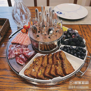 New Mood party Quentin European Style Light Luxury Stainless Steel Tableware Tray Snack Snack Platter for Gifts