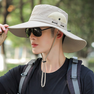 Large brim sun visor men's spring and summer large brim sun protection fishing fisherman hat outdoor UV protection Mountaineering
