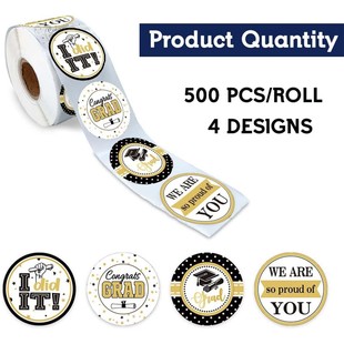 500 stickers/roll wholesale graduation season graduation cap festival celebration round adhesive sticker label sealing sticker