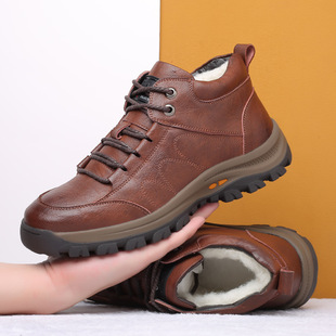 Cotton leather shoes men's winter fleece-lined padded snow boots northeast cotton shoes casual outdoor trend cotton boots a generation of hair