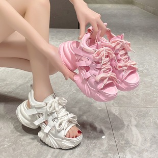2023 New Summer Platform Sole Daddy Shoes Sandals Fashion Casual Sports Hollow Out Roman Shoes Thick Sole Sandals for Women