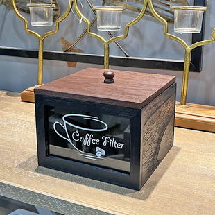 American Style Wooden Filter Paper Storage Box Dustproof Coffee Filter Paper Storage Box with Lid Tea Cup Coffee Bag Storage Box