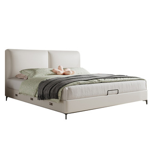 Cream Style Storage Bed Modern Simple Double Bed 1.8 m Master Bedroom Nordic Air Pressure Bed Small Apartment Storage Plate