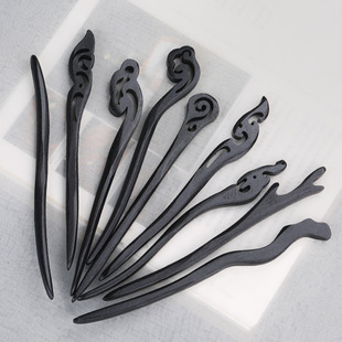 Imitation Ebony Hairpin Antique Style Hairpin Simple Modern Plain Hairpin Plate Wooden Hairpin Hanfu Hair Accessories Cheongsam Accessories for Women