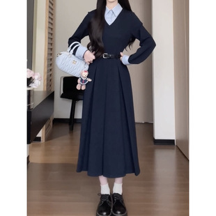 Korean style autumn wear with a set of fake two-piece dress children's spring and autumn 2024 new dress