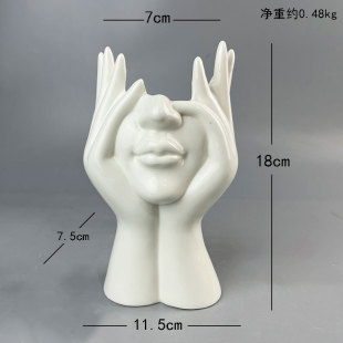 Ceramic Vase Portrait of Human Body with Hands and Gills Vase Home Furnishing Desktop Decorative Flower Arrange Utensils