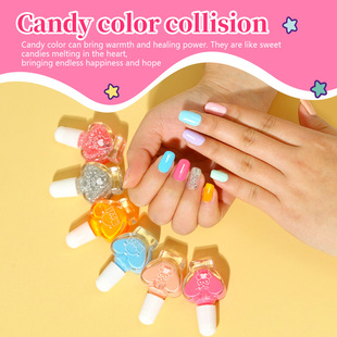 Cartoon nail polish water-based peelable tear cute nail art 12 love nail polish bottle suit cross-border exclusive