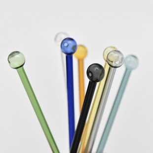 Heat-resistant glass straw High Borosilicate Glass colored straw juice milk round head straw factory straight