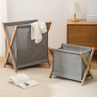 Nordic Style Bamboo Dirty Clothes Basket Foldable Laundry Basket Dirty Clothes Basket Yoga Mat Storage Basket Large Dirty Clothes Storage Basket