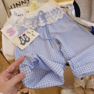 Girls summer suit 2025 new children's foreign style cartoon short sleeve women's treasure summer plat pants a generation of hair