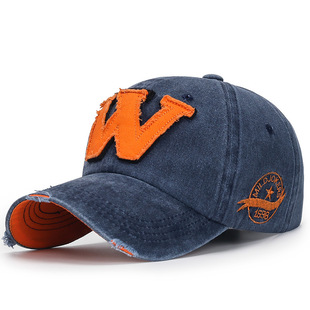 Hole Washed Stereo Supplement W Letter Baseball Cap Casual Sunshade Men's and Women's Cap Foreign Trade Supply Hat