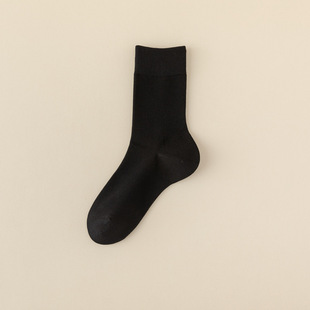 23 autumn and winter new socks women's handmade boneless all-match breathable cotton socks solid color ins simple preppy style women's socks long