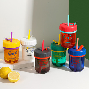 New tons of cups for children and students Couples cups portable sippy cups cute high-value gift plastic cups