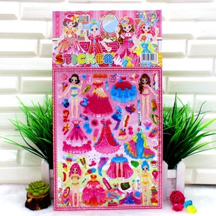 New portable three-dimensional bubble stickers children's cartoon stickers cute princess dress stickers wholesale