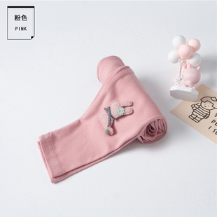 Girls' Leggings Spring and Autumn Thin Sweet and Soft Cotton Bottoming Trousers Baby's Casual Western Style Cartoon Stomach Pants