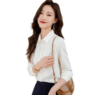 SY8007 business wear white shirt women's autumn and winter satin long-sleeved shirt temperament interview formal wear top two-piece suit