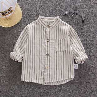 Boys' Long-Sleeve Shirt 2022 New Baby Plaid Shirt Dinosaur Children's Clothing Trendy Baby Turn-Down Collar Top