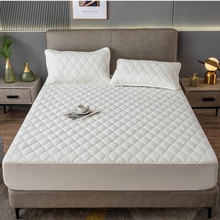 Sanding Cotton Waterproof Bed Cover Single-piece Solid Color Waterproof Breathable Bed Cover Thick Non-slip Thickened Mattress Cover for Foreign Trade