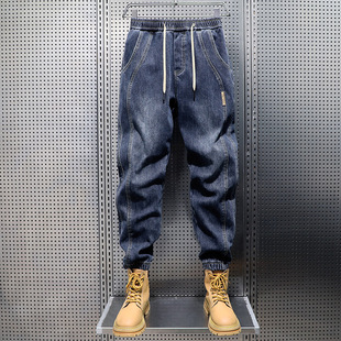 Velvet and Thickeneded Men's Jeans 2024 Autumn and Winter Warm and Cold Velvet Outer Wear Men's Leggings Harem Pants