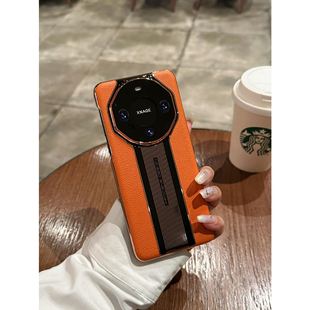 Luxury Genuine Leather Second Change Porsche Phone Case for Huawei mate60pro All-inclusive Simple mate50pro