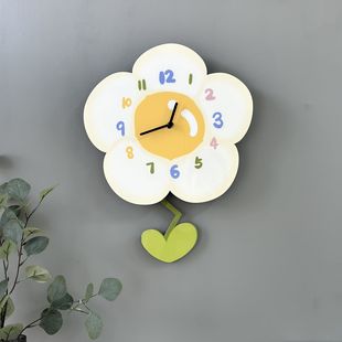 Cream Style Art Deco Wall Clock Home Living Room Bedroom Mute Clock High Color Value Soda Flower Swing Clock