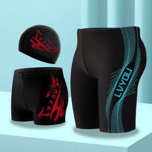 [Factory wholesale] Men's swimming trunks five-point boxer fashion large size hot spring swimming trunks fashion three-dimensional printing