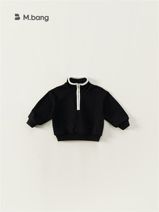 Bangxuan Baby Kidsren's Clothing Spring & Fall Casual Boys' Stand-Up Collar Tops Girls Pure Color Pullover Kidsren's Long-Sleeved Sweatshirts