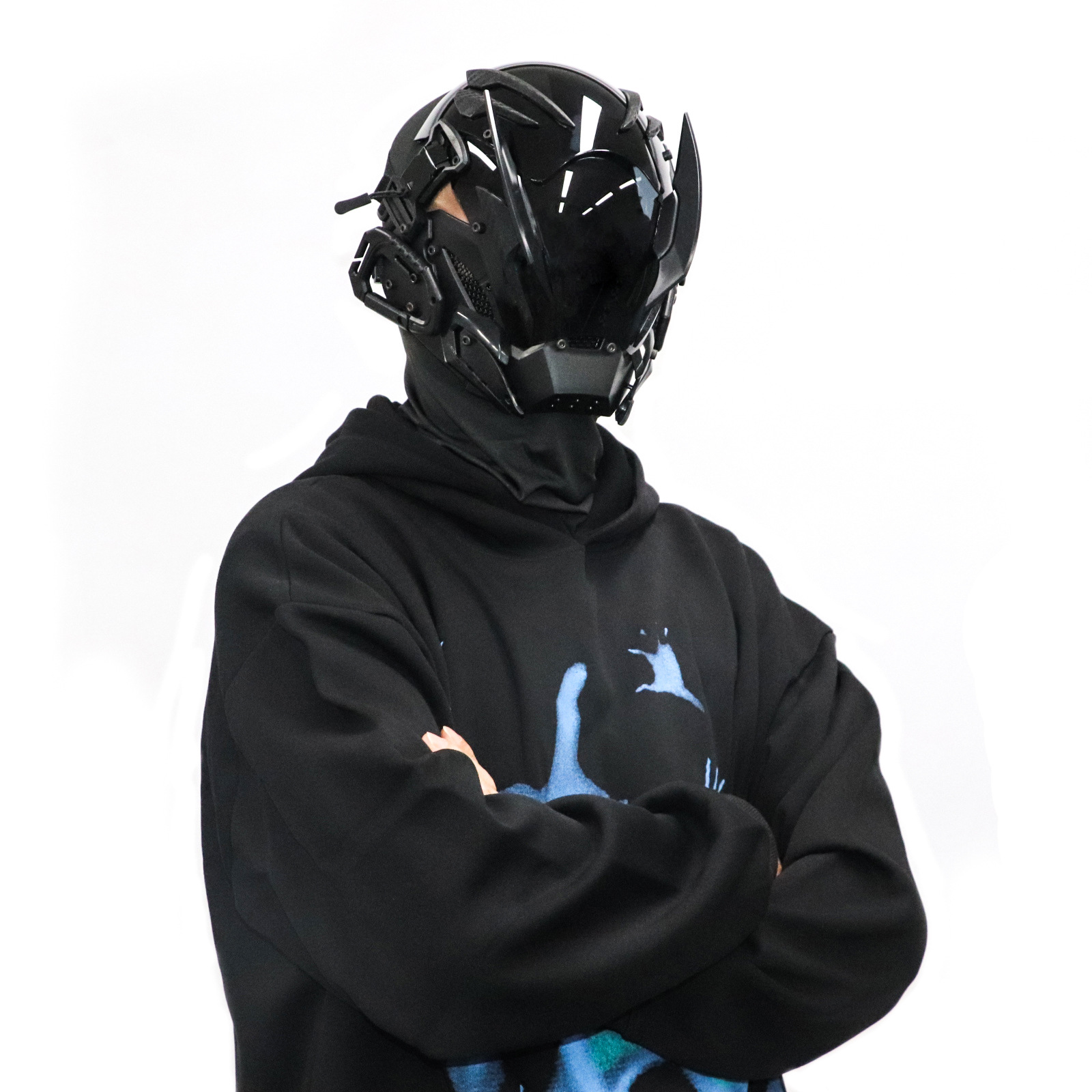 Cyberpunk Mask with Adhesive Strips, Mask for Cos Parties, Music Festivals, Face Shield, Helmet