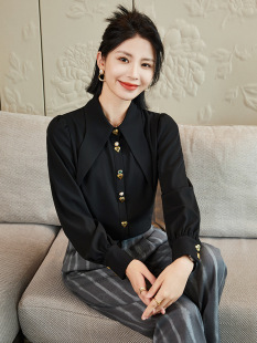 New High-class Women's Long-sleeved White Shirt OL Slim-fit Business Dress Interview Work Clothes Fashion V-neck Shirt Dress Collar
