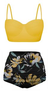 Split Swimsuit Rose and Leopard Print Swimsuit Women's Sexy Color Collision Shoulder Bikini European and American