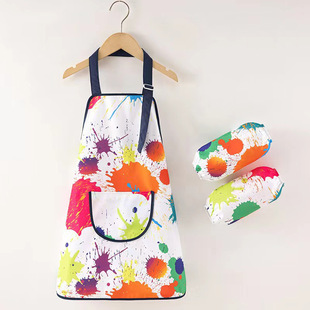 Children's Painting Overalls Waterproof and Dirty Resistant Studio Oil Painting Anti-Dressing Kindergarten Dining Apron Printing Name logo