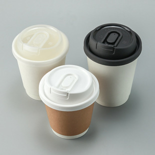 Disposable hot drink coffee cup lid 90 caliber milk tea paper cup thickened plastic leak-proof takeaway U-shaped lid 500
