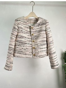 French Chanel style coat mixed color tweed high-grade feeling Tong Qin coat all-matching niche female 2023 autumn and winter New