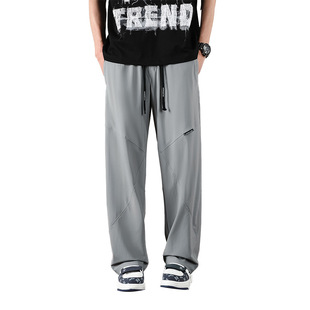 plus size Pants Men's Ice Silk Loose Straight Casual Sports Pants Plus Fat Plus Plus High-Waist Fat Summer Pants