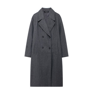 Cross-border European and American style women's clothing 2025 spring new fashion shoulder double-breasted long soft suit coat coat