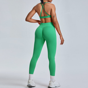 Summer Seamless Quick-drying Tight Yoga suit Women's Slim-fit Fitness Clothes Running Outdoor Sports Trousers suit