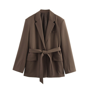 Foreign trade list! Spring and summer new European and American style women's fashion temperament with belt suit coat trousers 1255791